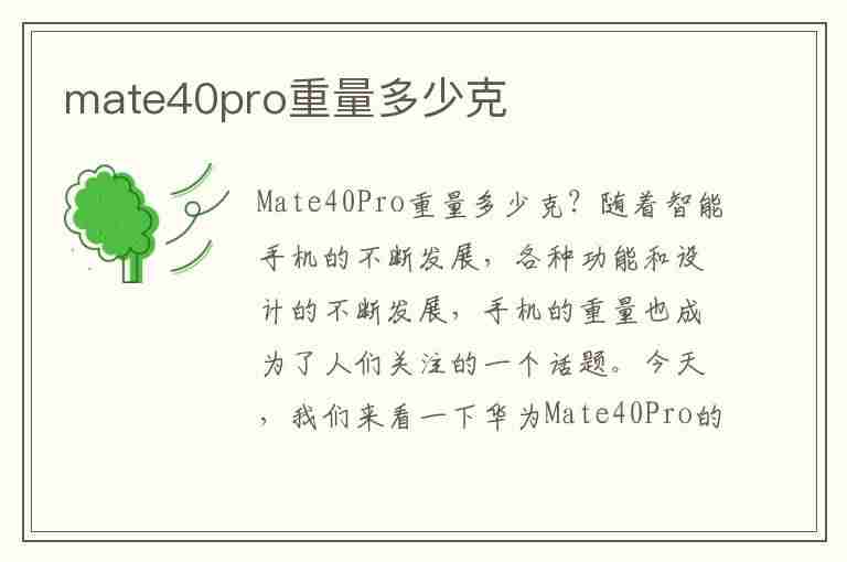 mate40pro重量多少克(华为mate40pro重量多少克)